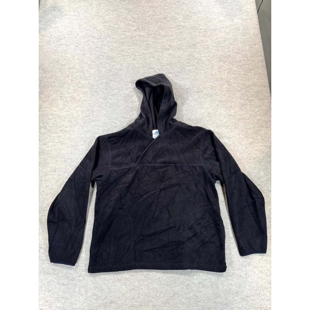 Adidas Fleece Hoodie Men Large Black Long Sleeve Performance Winter Warm Pockets